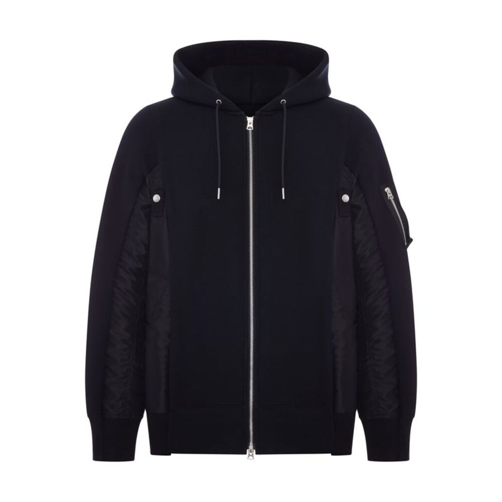 Sacai Men Cotton And Nylon Zip-Up Hoodie